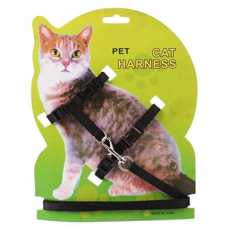 Adjustable Nylon Cat Harness with Leash Set Comfort Fit Vest Escape-Proof Cat Harness And Leash for Safe Walking and Training
