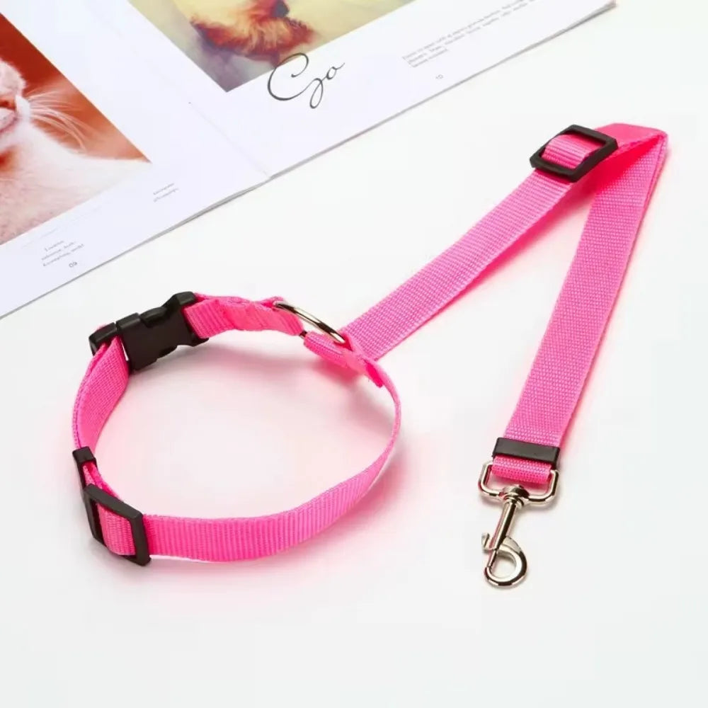 2-in-1 Pet Car Seat Belt & Leash – Adjustable Safety Harness