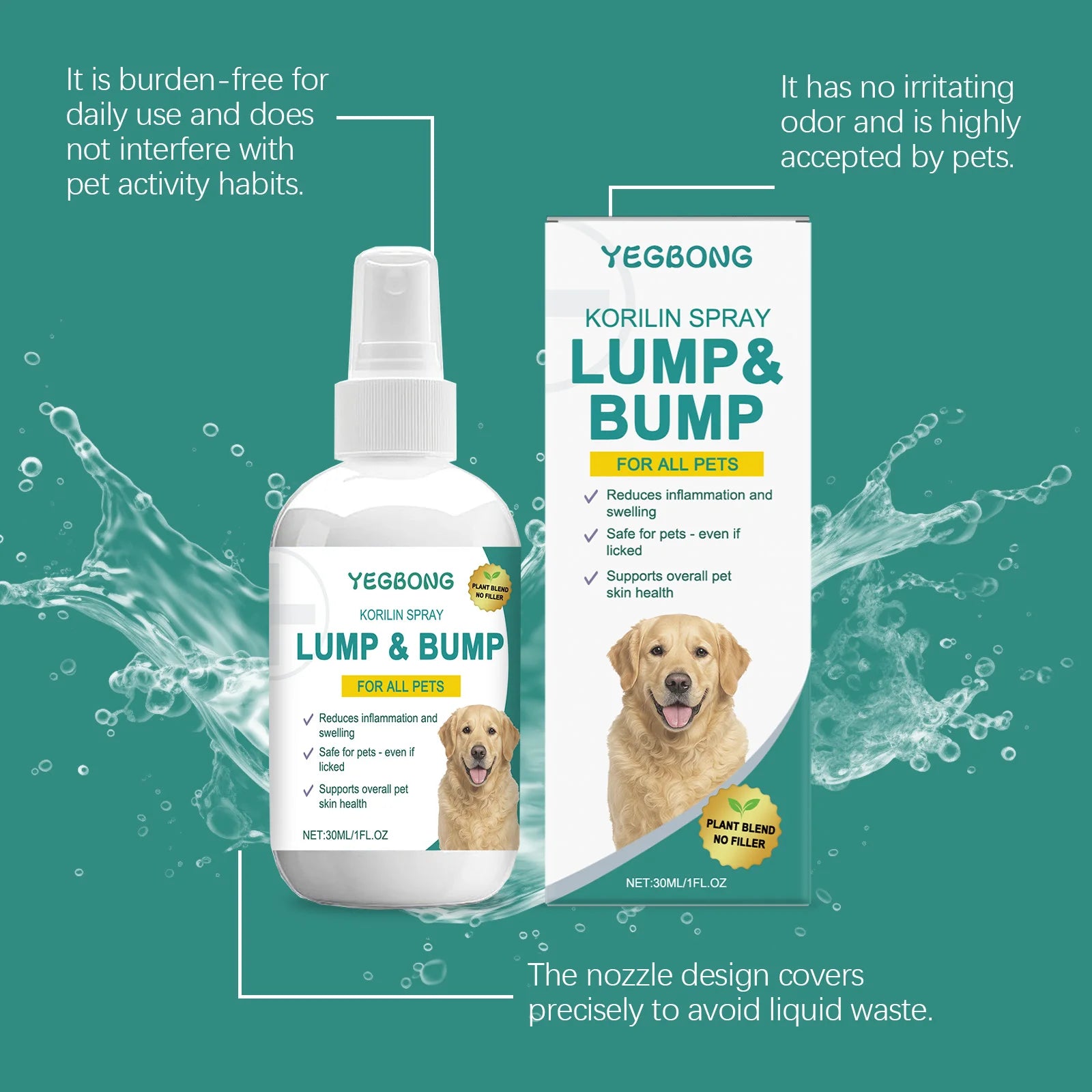 YEGBONG Hypoallergenic Pet Skin Care Spray Soothing Redness Relief Gentle Scratching Control for Dogs and Cats Sensitive Skin