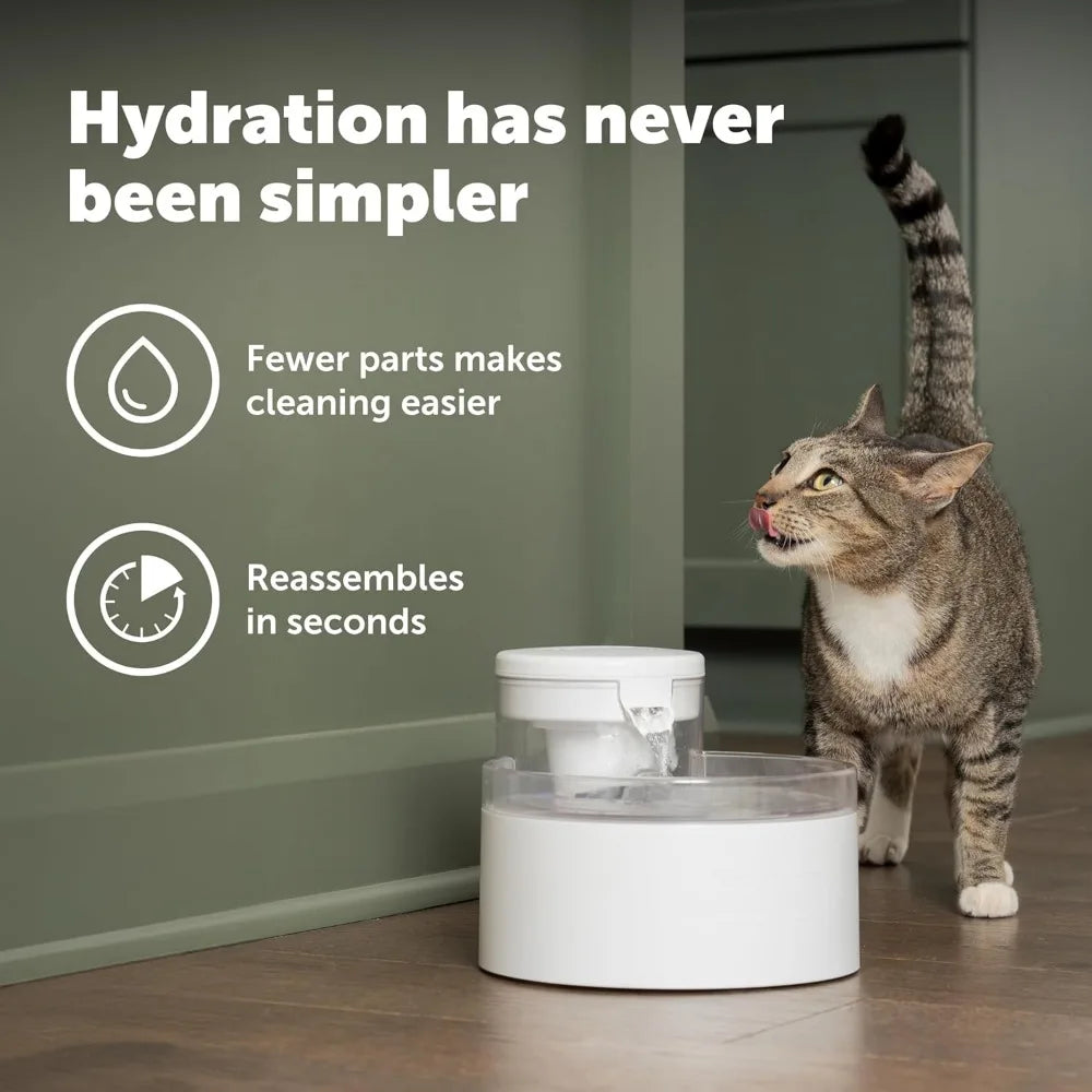 Pumpless Pet Water Fountain 128 oz for Dogs and Multiple Cats, Dishwasher Safe, Easy Assembly & Cleaning, Water Filter Included