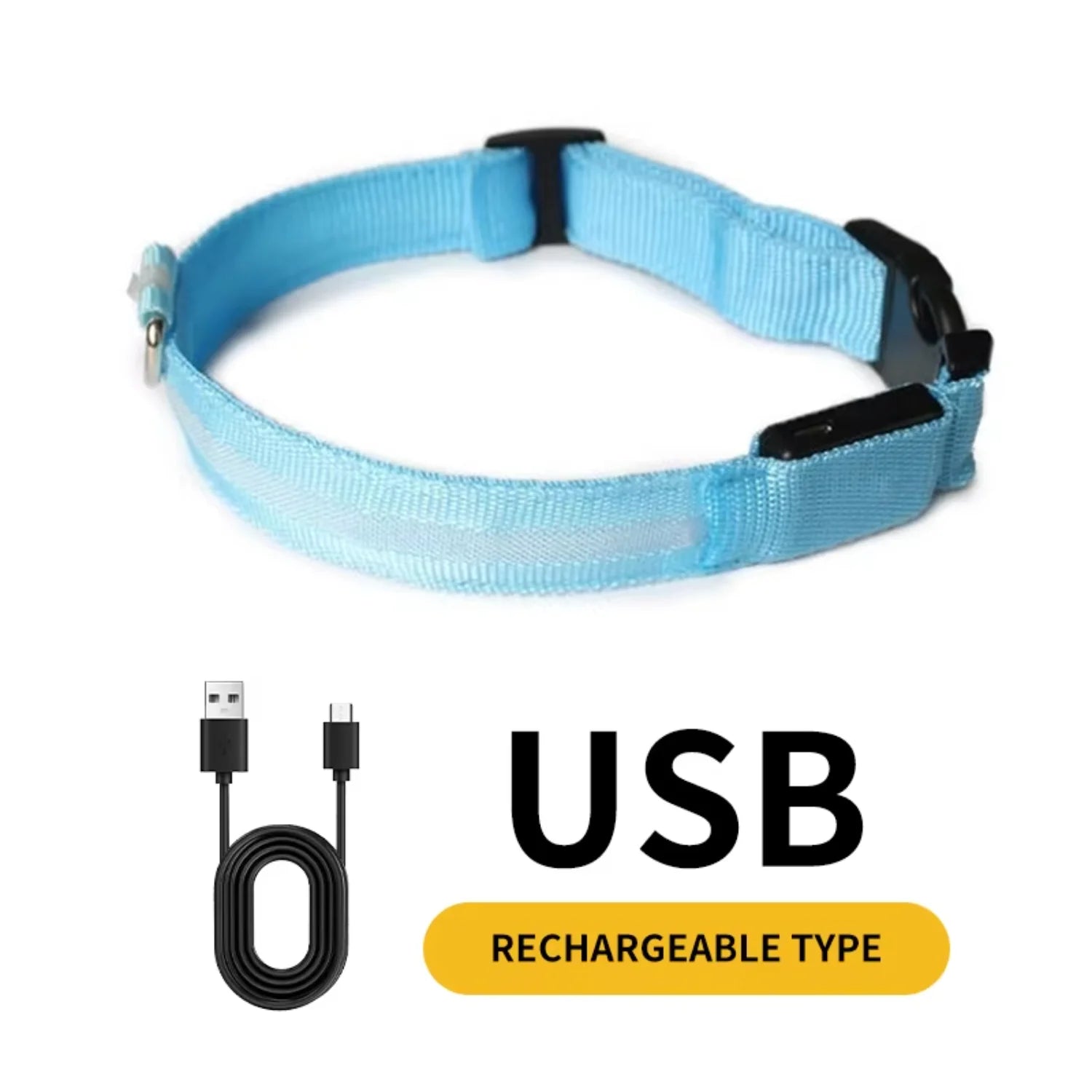 Waterproof  Light  Reflective Pet Adjustable Usb Type-C Recharge Luxury Led Luminous Collar For Dog