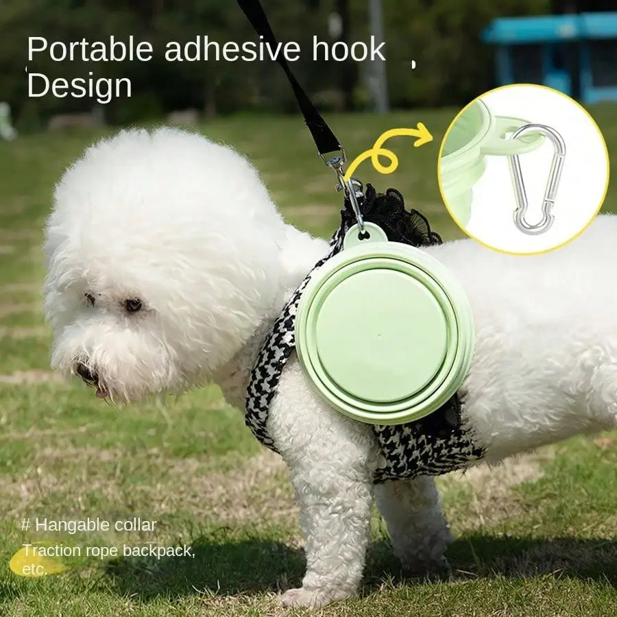 350ml Macaron Color Pet Outing Portable Foldableing Bowl Dog Drinking Bowl Cat Food Bowl Rice Bowl Travel Bowl with Carabiner