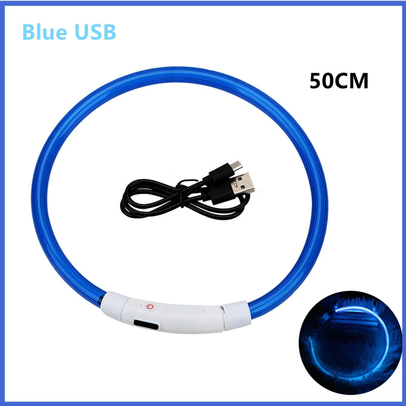 USB Rechargeable LED Pet Collar – Adjustable Glowing Safety Light
