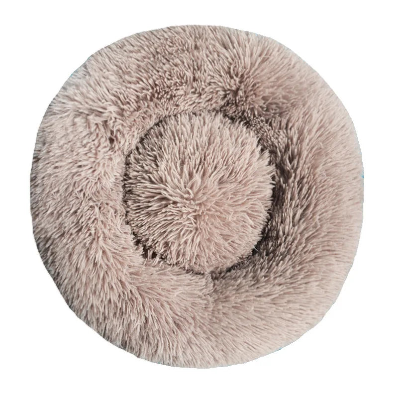 Round Plush Dog & Cat Bed – Washable