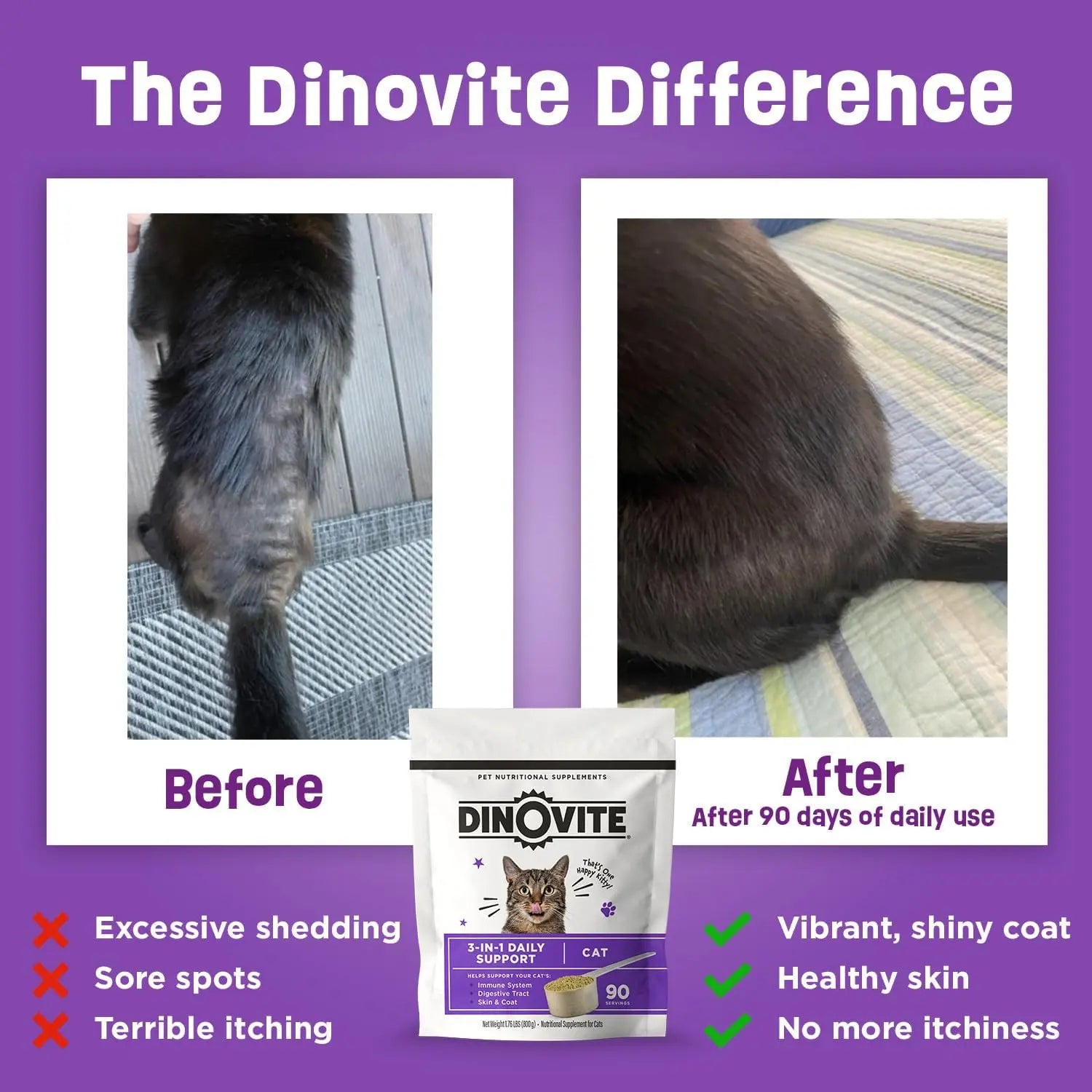 Cats Supplement - Immune + Digestive, Skin + Coat Support, Vitamins, Minerals, Omega 3, Enzymes, Probiotics. Reduce
