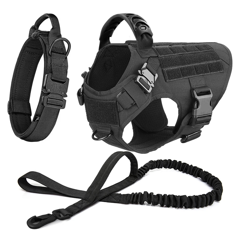 Large Dog Harness Vest with Leash & Molle Pouches