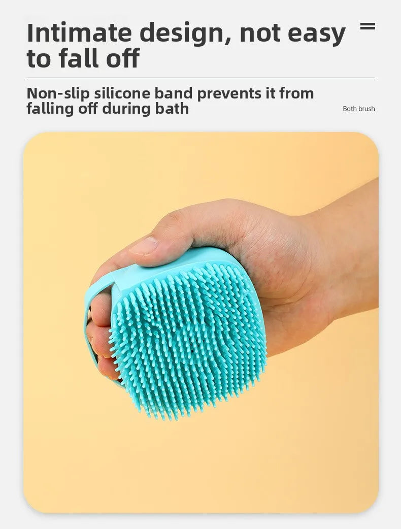 Dog Bathing Brush Pet Massage Brush Shampoo Dispenser Soft Silicone Brush Rubber Bristle for Dogs and Cats Shower Grooming Tool