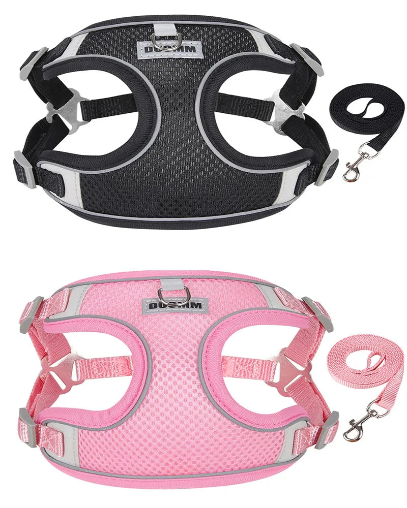Dog Harness Leash Set for Small Medium Dog Cat Chest Strap Reflective Dog Clothes Vest Set Chihuahua Outdoor Walking Pet Supplie