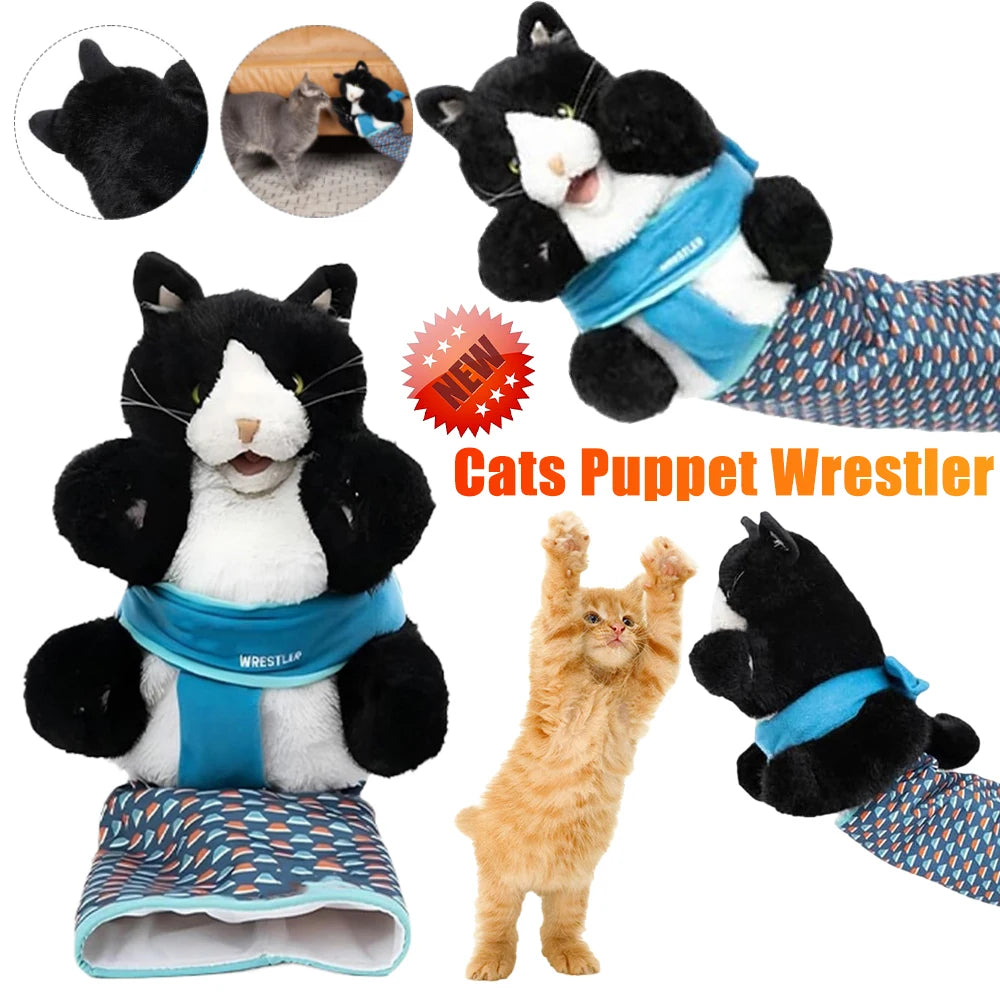 1/2PCS Cat Puppet Wrestler Wrestling Glove With Sturdy Padding Interactive Cat Toy Plush Cat Wrestle Toy Animal Hand Glove Toys
