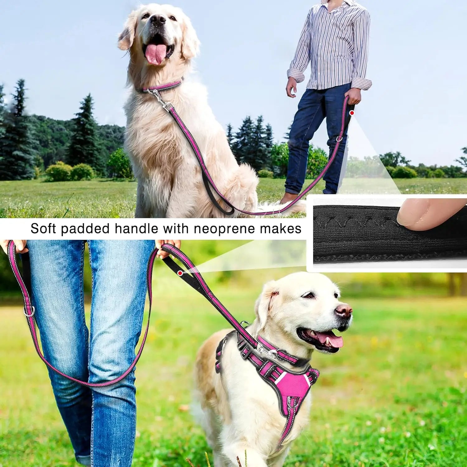 Pet Harness Collar and Leash Set All-in-one Reflective Dog Harness No Pull with Adjustable Buckles for Puppies Small Medium