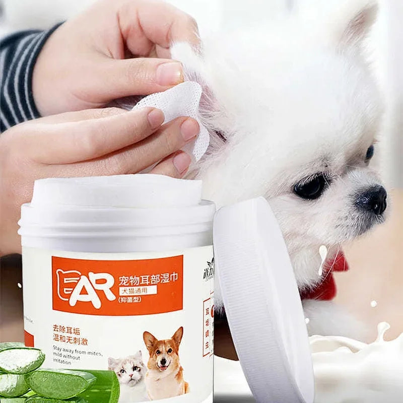 130Pcs/set Pet Eye Wipes Dog and Cat Cleaning Wipes Pet Eye Wipes Grooming Tear Stain Remover Gentle Non-foaming Wipes Towels