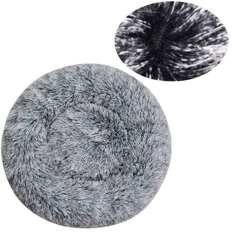 Round Plush Dog & Cat Bed – Washable