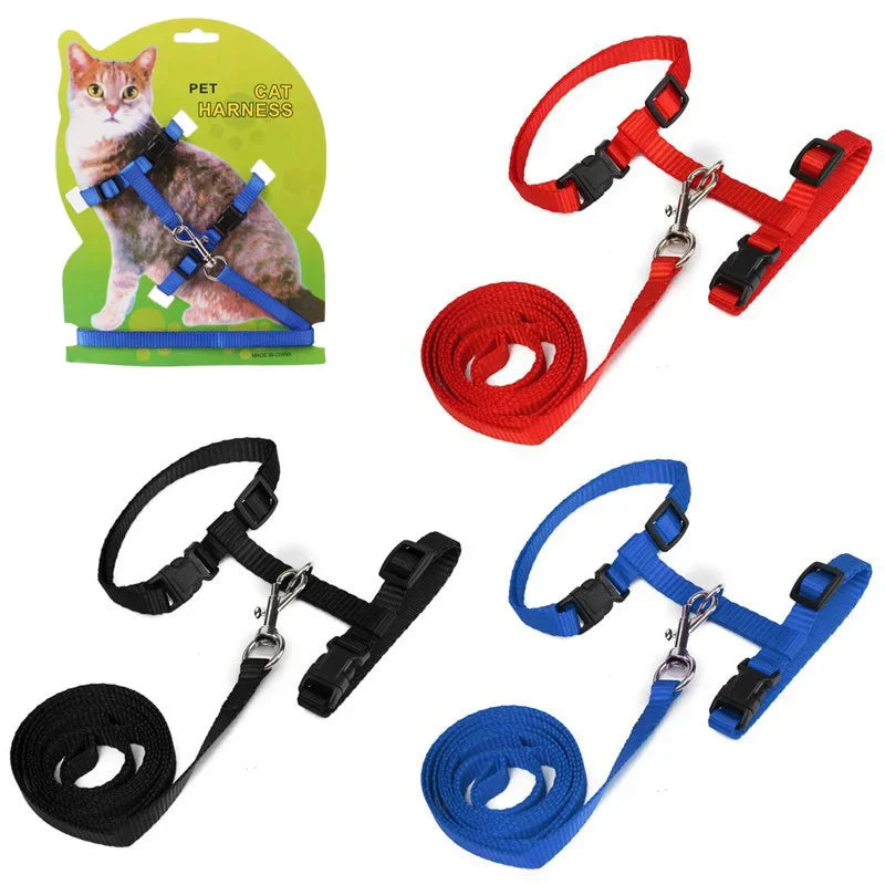 Adjustable Nylon Cat Harness with Leash Set Comfort Fit Vest Escape-Proof Cat Harness And Leash for Safe Walking and Training