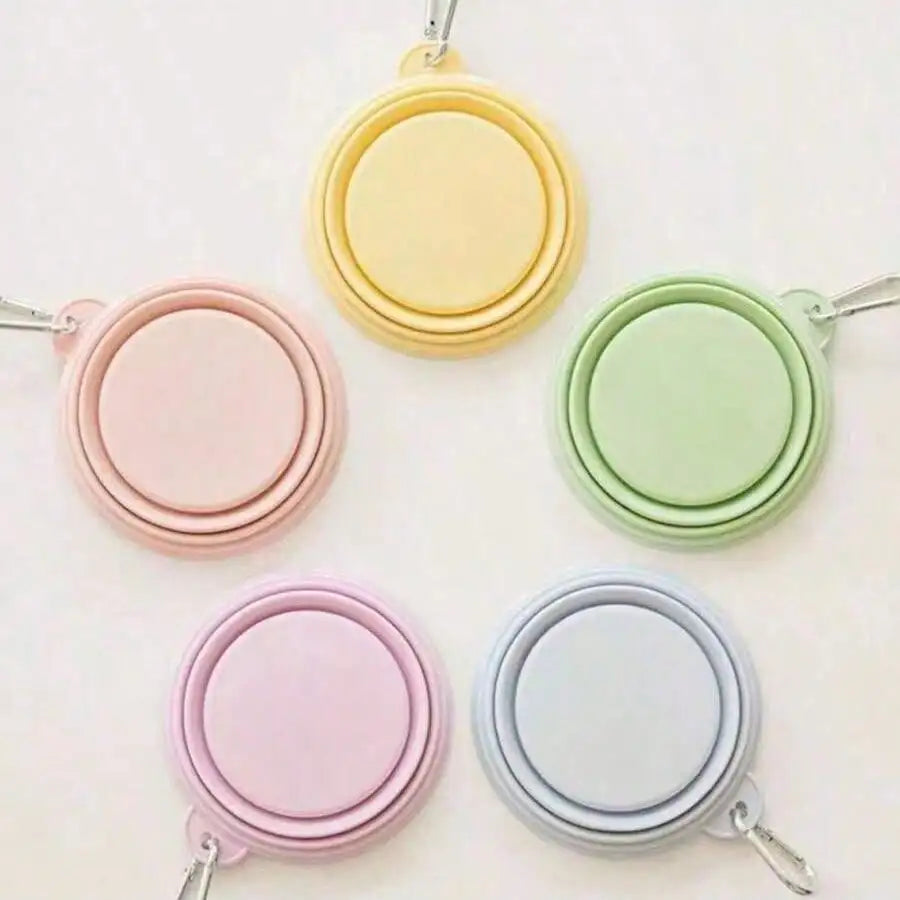 350ml Macaron Color Pet Outing Portable Foldableing Bowl Dog Drinking Bowl Cat Food Bowl Rice Bowl Travel Bowl with Carabiner