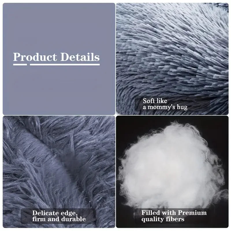 Round Plush Dog & Cat Bed – Washable