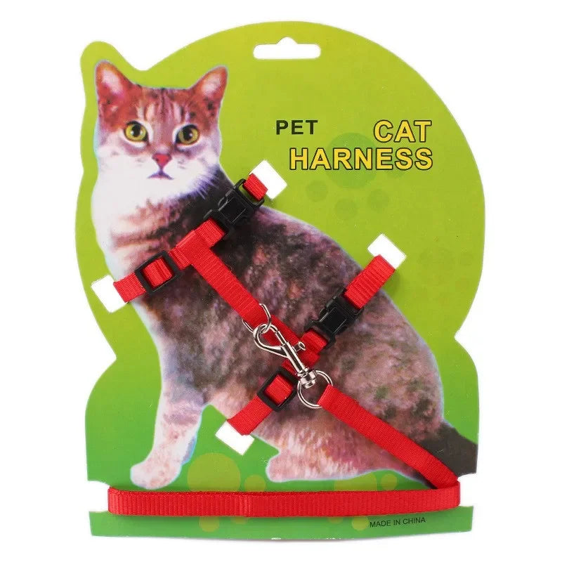 Adjustable Nylon Cat Harness with Leash Set Comfort Fit Vest Escape-Proof Cat Harness And Leash for Safe Walking and Training