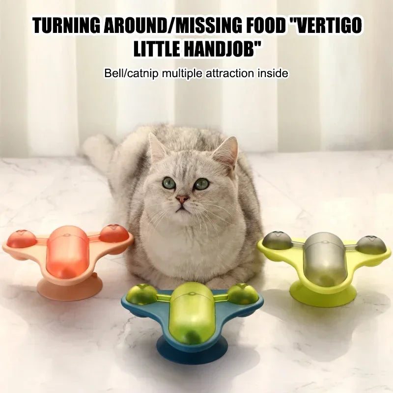 Rotating Flying Chair Cat Teaser Toy Vertigo Small Aircraft Food Leakage Cat Toy Cat Toys Interactive Pet Products