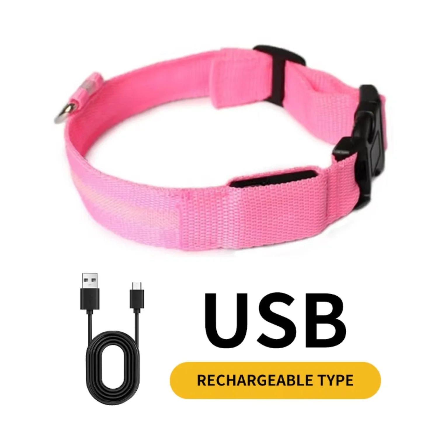 Waterproof  Light  Reflective Pet Adjustable Usb Type-C Recharge Luxury Led Luminous Collar For Dog