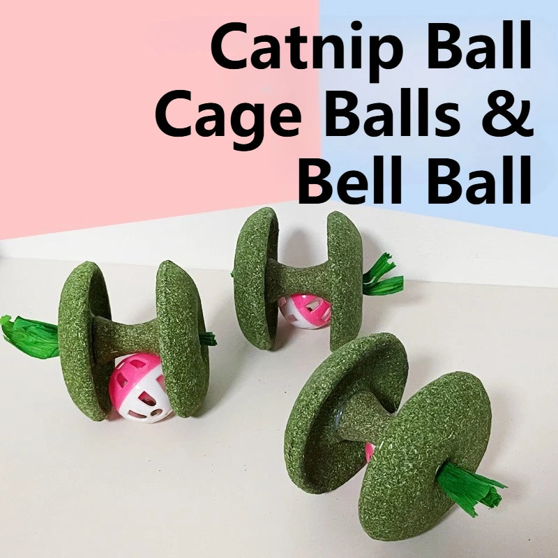 Cat Toys Natural Catnip Ball Cage Ball & Bell Ball for Indoor Cats, Kitten Cleaning Teeth Molar Matatabi Cat Chew Toy All Breeds