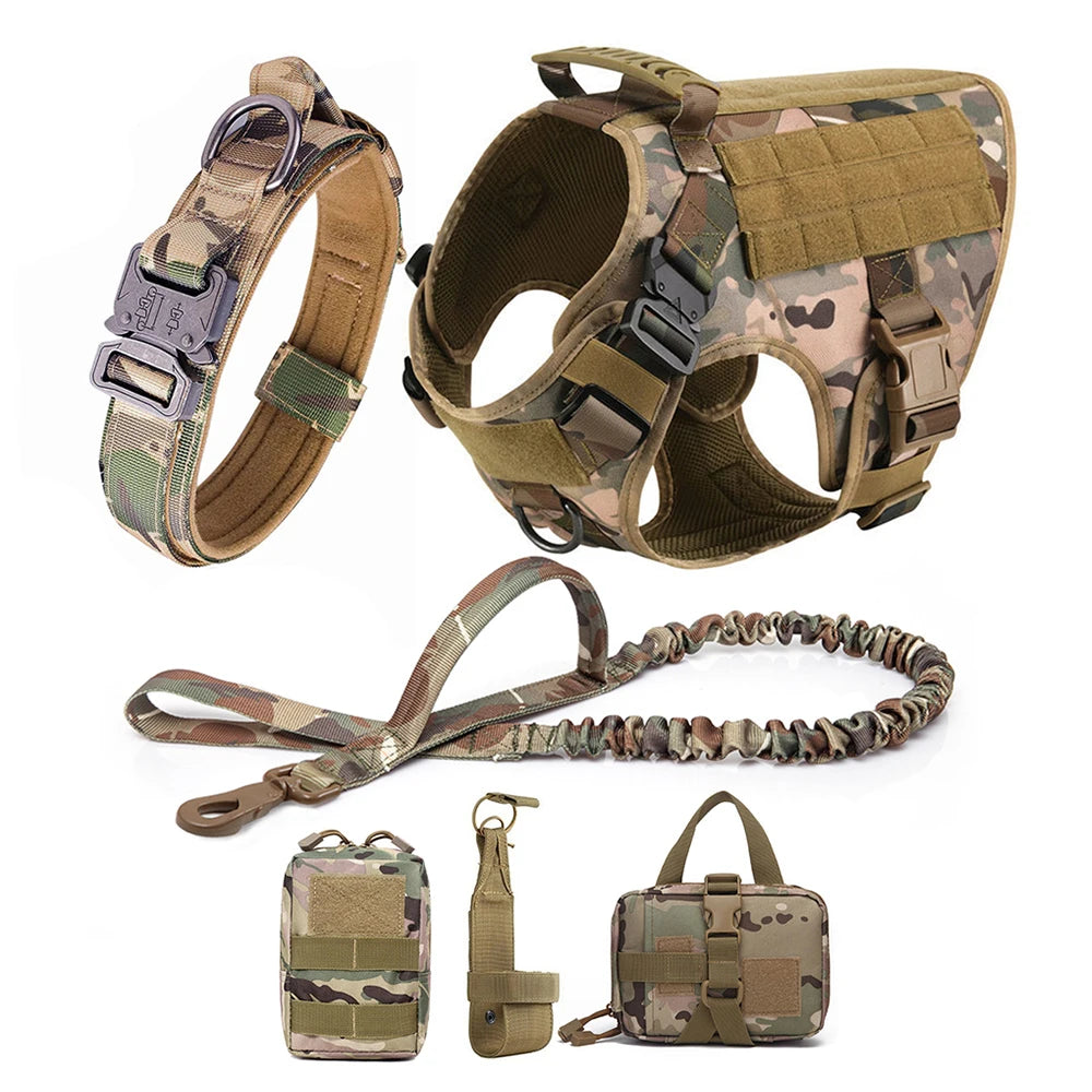 Large Dog Harness Vest with Leash & Molle Pouches