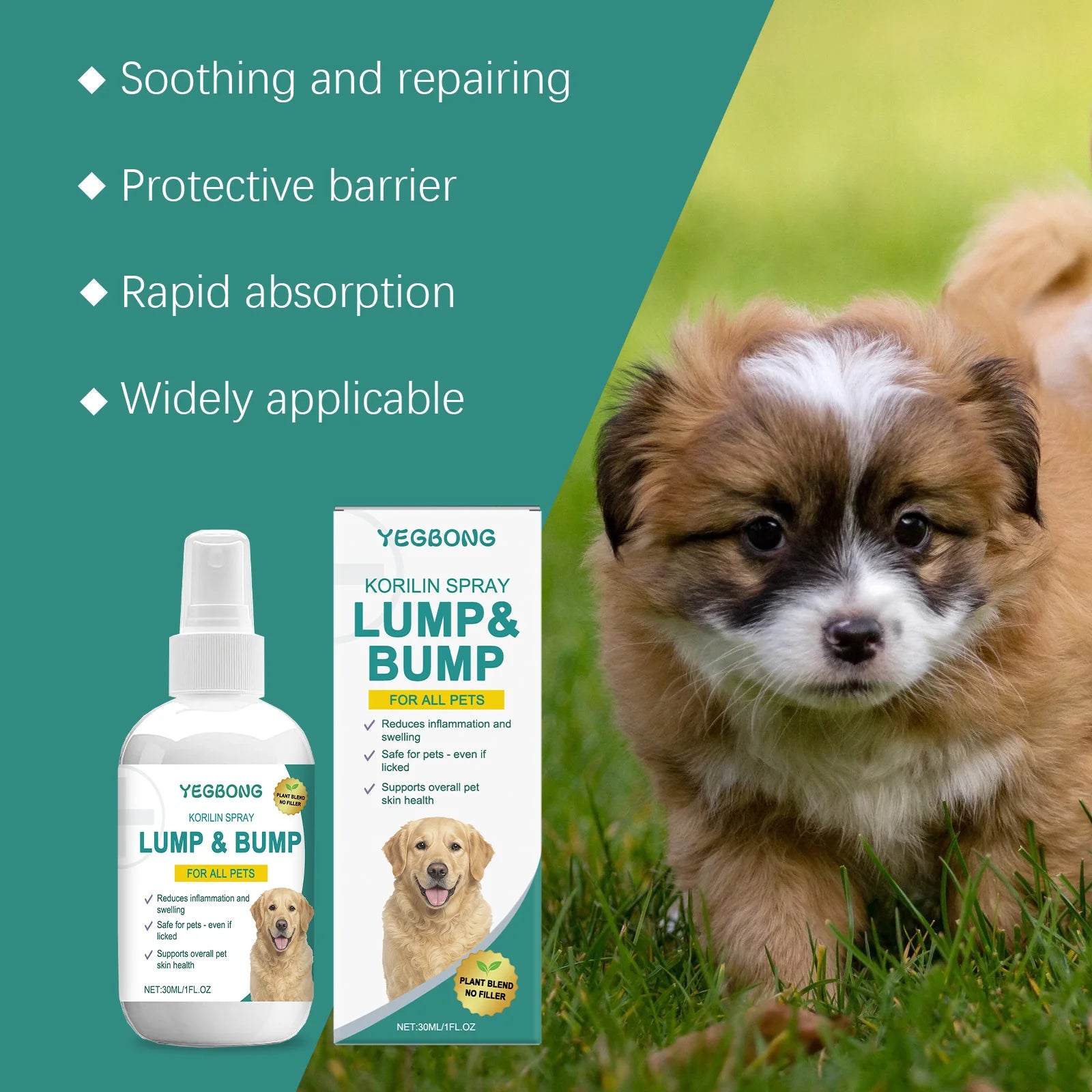 YEGBONG Hypoallergenic Pet Skin Care Spray Soothing Redness Relief Gentle Scratching Control for Dogs and Cats Sensitive Skin