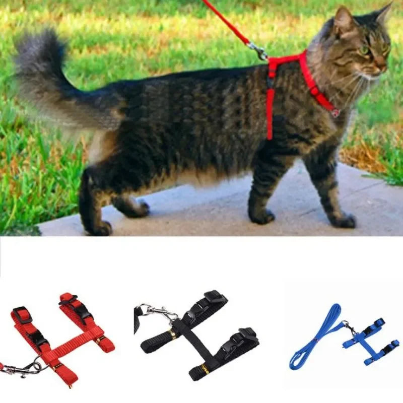 Adjustable Nylon Cat Harness with Leash Set Comfort Fit Vest Escape-Proof Cat Harness And Leash for Safe Walking and Training
