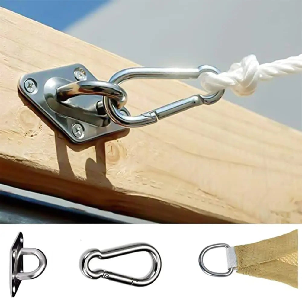 4PCS Stainless Steel Pad Eye Plates with Carabiners