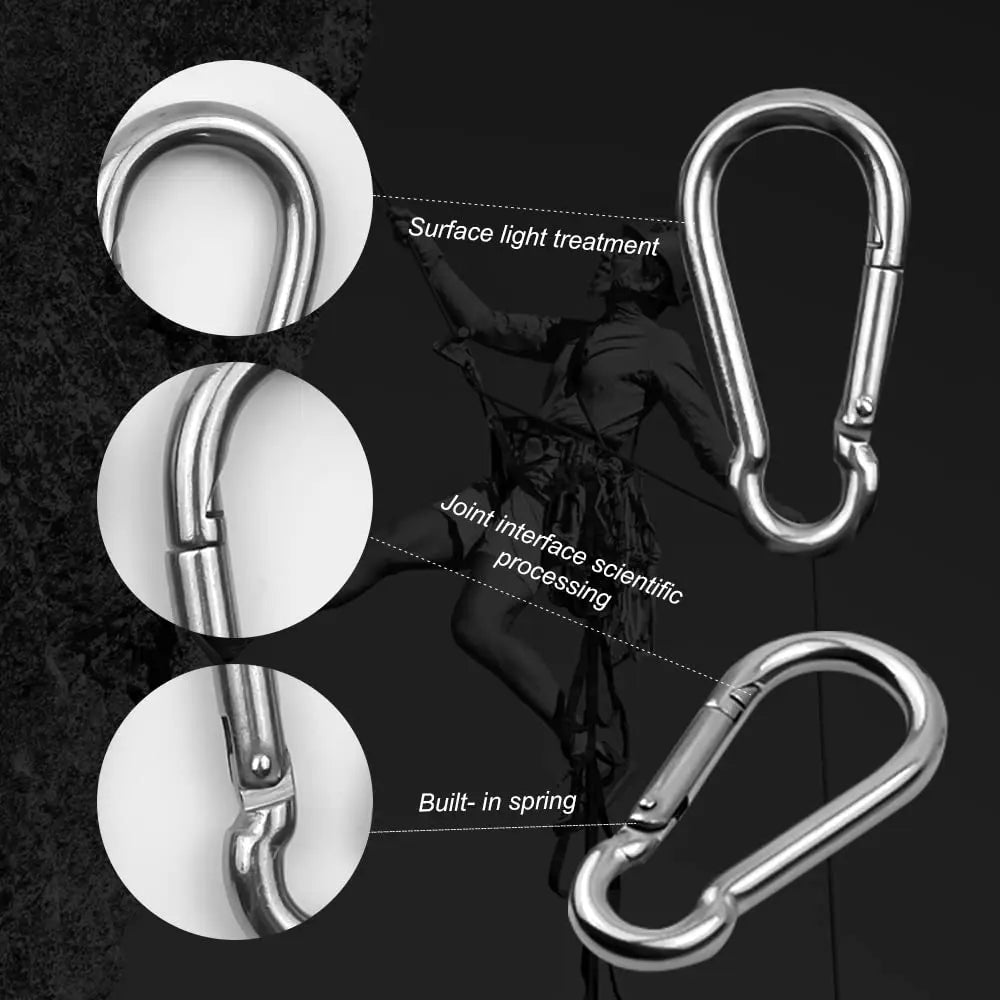 4PCS Stainless Steel Pad Eye Plates with Carabiners