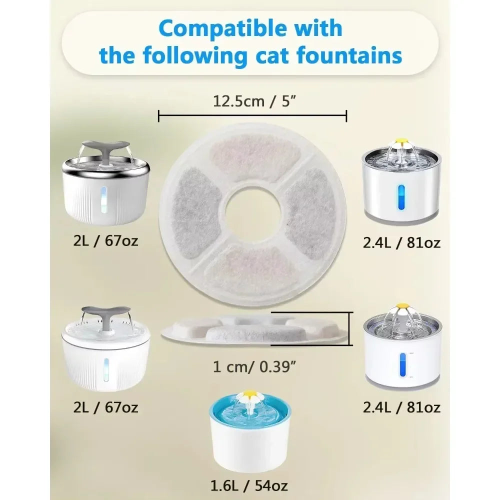 6/12pcs Replacement Activated Carbon Filter for Cat Water Drinking Fountain Replaced Filters Flower for Pet Dog Round Fountain