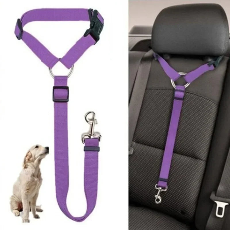 2-in-1 Pet Car Seat Belt & Leash – Adjustable Safety Harness