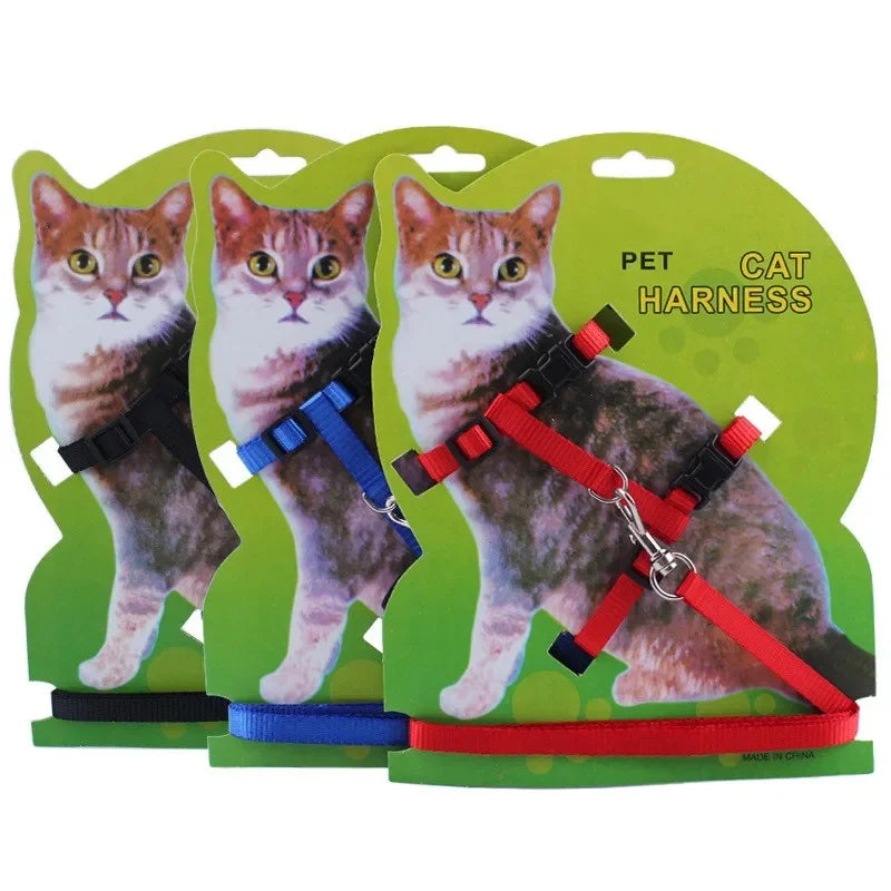 Adjustable Nylon Cat Harness with Leash Set Comfort Fit Vest Escape-Proof Cat Harness And Leash for Safe Walking and Training