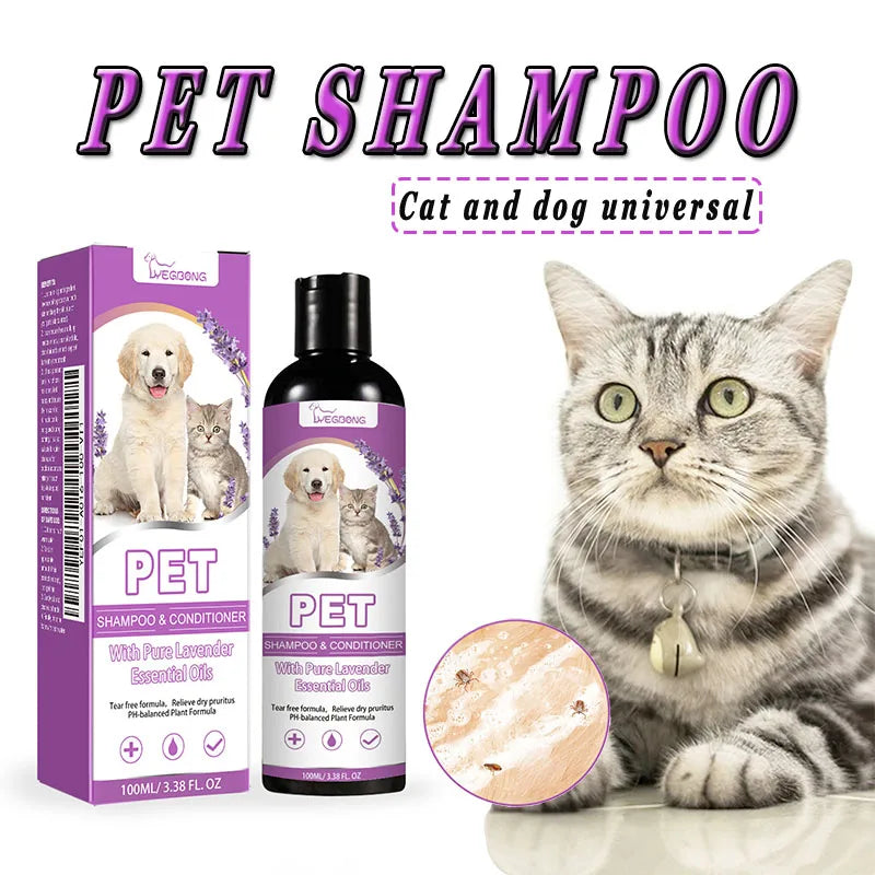 Pet Shampoo Flea Killer Hair Softening Relieve Itching PH Balanced Cleaning Natural Long-lasting Fragrance Mite Removal Dirt