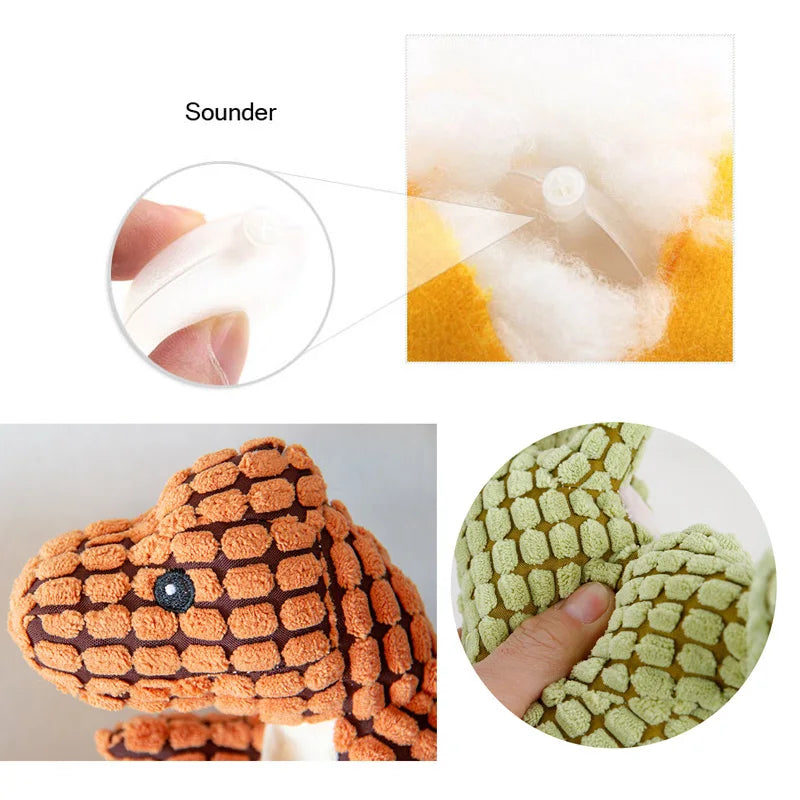 Plush Squeaky Dinosaur Dog Toy