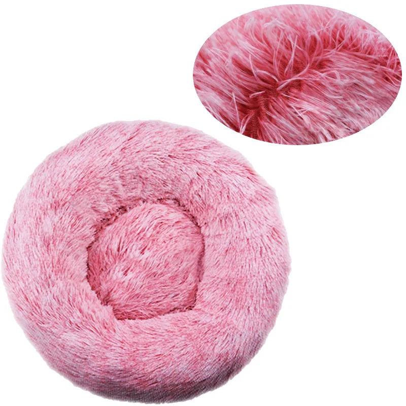 Round Plush Dog & Cat Bed – Washable