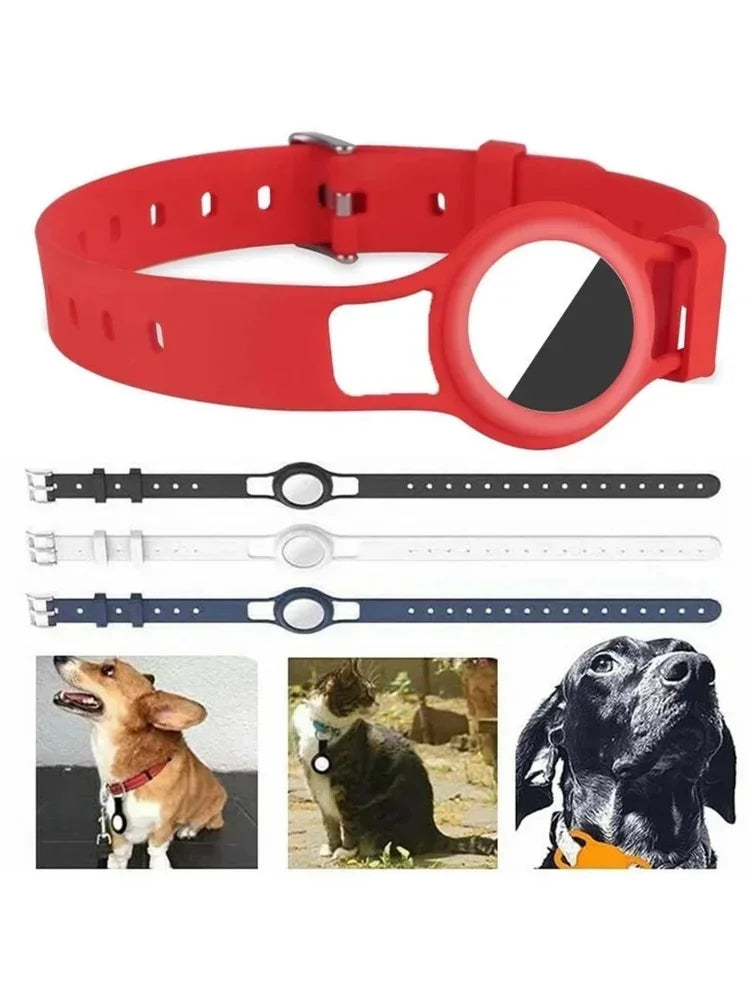 Pet Silicone Collar Accessories for Dogs Protetive Dog Adjustable Cat AirTag Pet Apple Case Small for Pet Strap