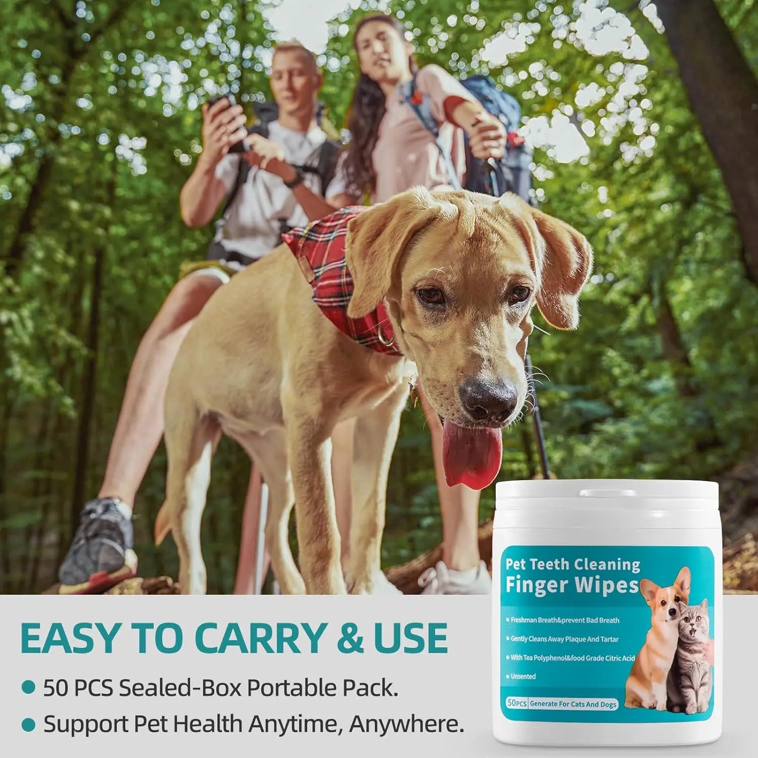 Dogs & CatsTeeth Cleaning Wipes, Pet Dental Finger Wipes for  Disposable Gentle Teeth Cleaning Pads ToothBad BreathRemove Plaque