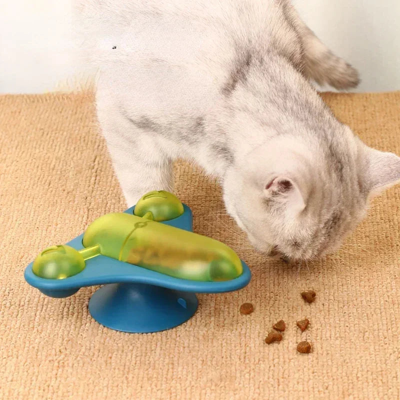Rotating Flying Chair Cat Teaser Toy Vertigo Small Aircraft Food Leakage Cat Toy Cat Toys Interactive Pet Products