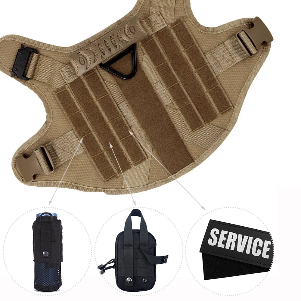 Large Dog Harness Vest with Leash & Molle Pouches
