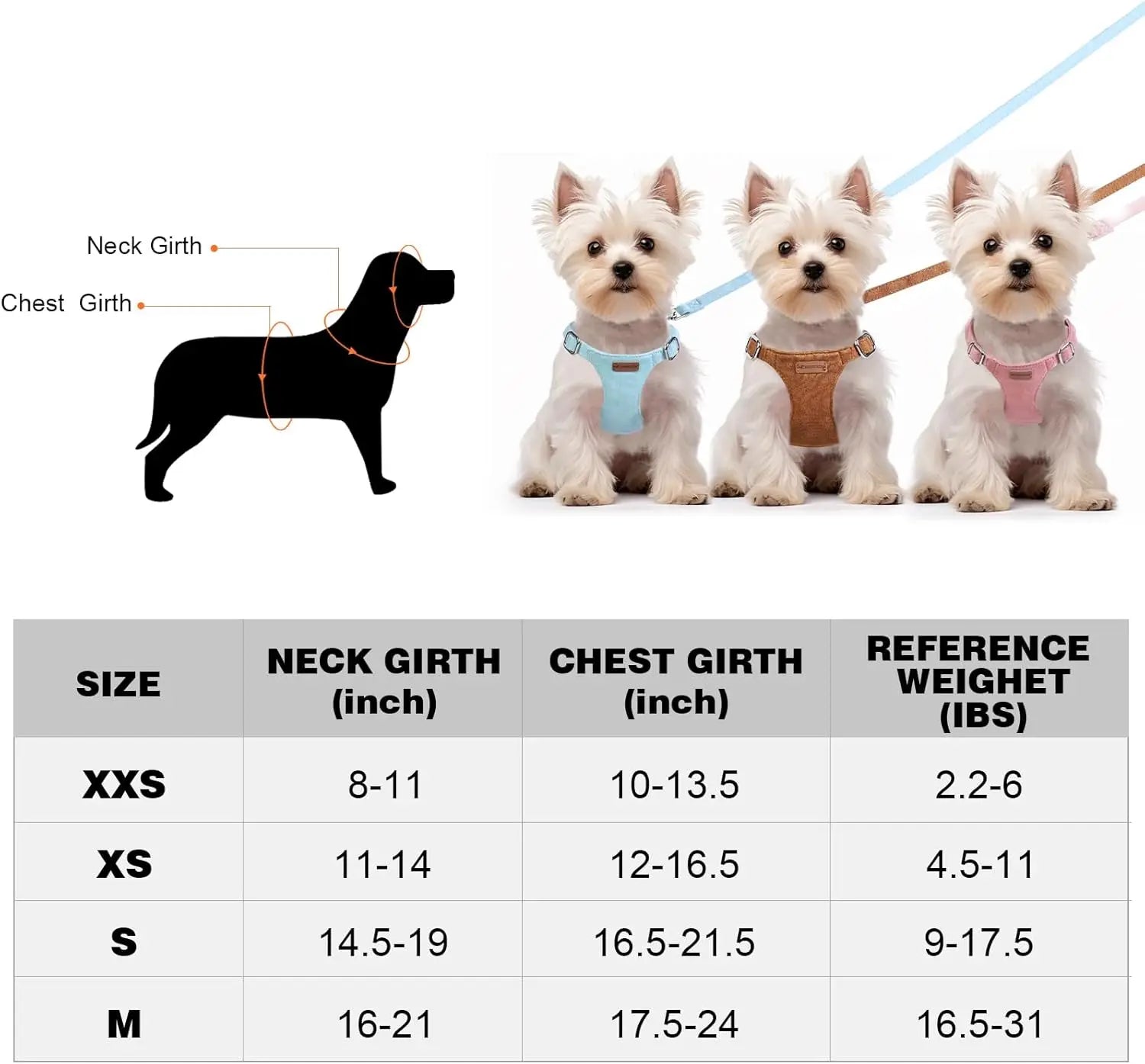 Dog Harness and Leash Set No Pull Adjustable Puppy Harness with Multifunction Dog Leash and Collar Soft No Choke Escape Proof