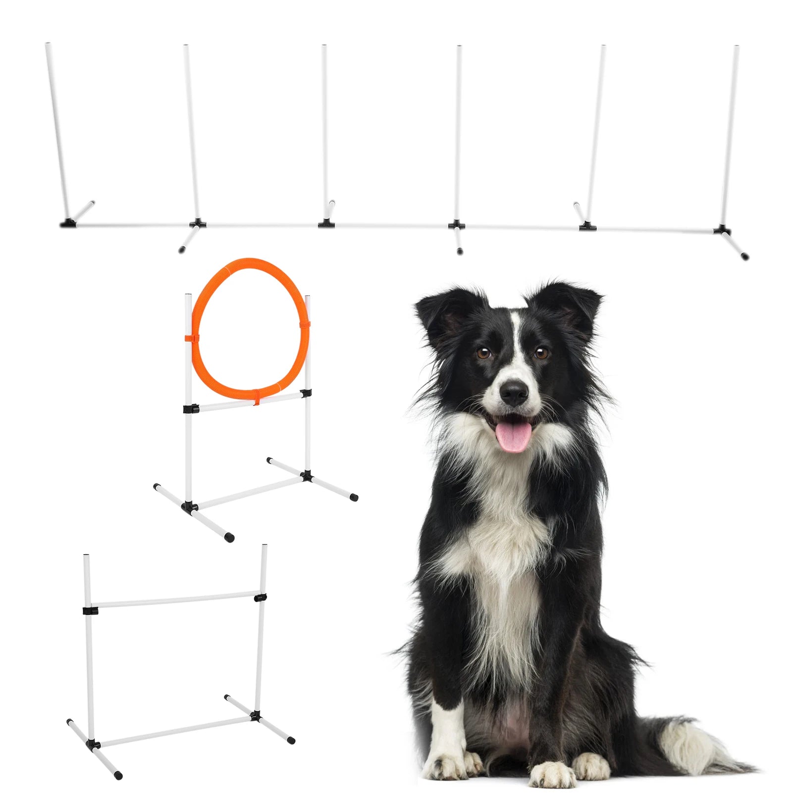 Dog Jumps Set Pet  Training Equipment Dog Adjustable  Jump Hurdle Hoop Pole Obstacle Course Pet  Training Pole