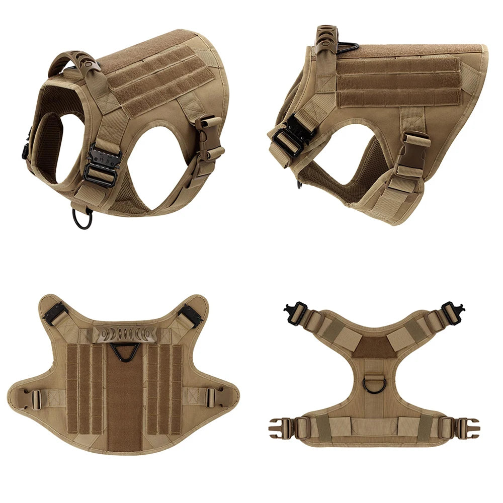 Large Dog Harness Vest with Leash & Molle Pouches