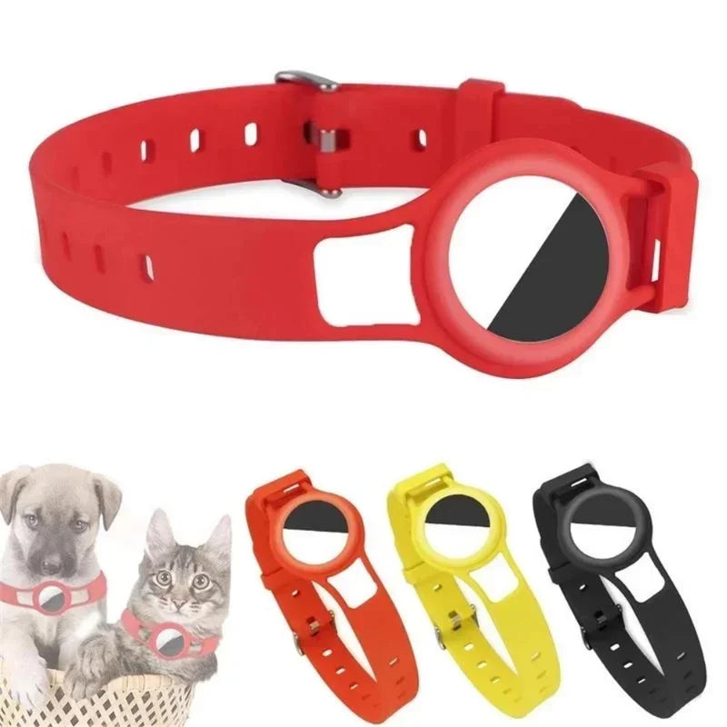 Pet Silicone Collar Accessories for Dogs Protetive Dog Adjustable Cat AirTag Pet Apple Case Small for Pet Strap