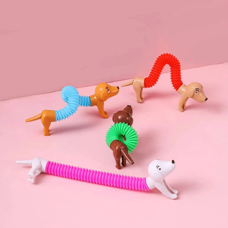 Dog Telescopic Tube; Autism Sensory Toys; 4Pcs pop Tubes; Fidget Toys for Girls; Toddler Toys; Toys; Sensory Toy; Dog Party Fav