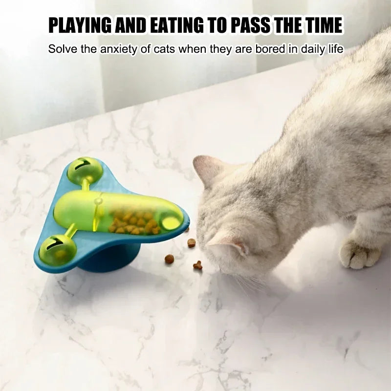 Rotating Flying Chair Cat Teaser Toy Vertigo Small Aircraft Food Leakage Cat Toy Cat Toys Interactive Pet Products