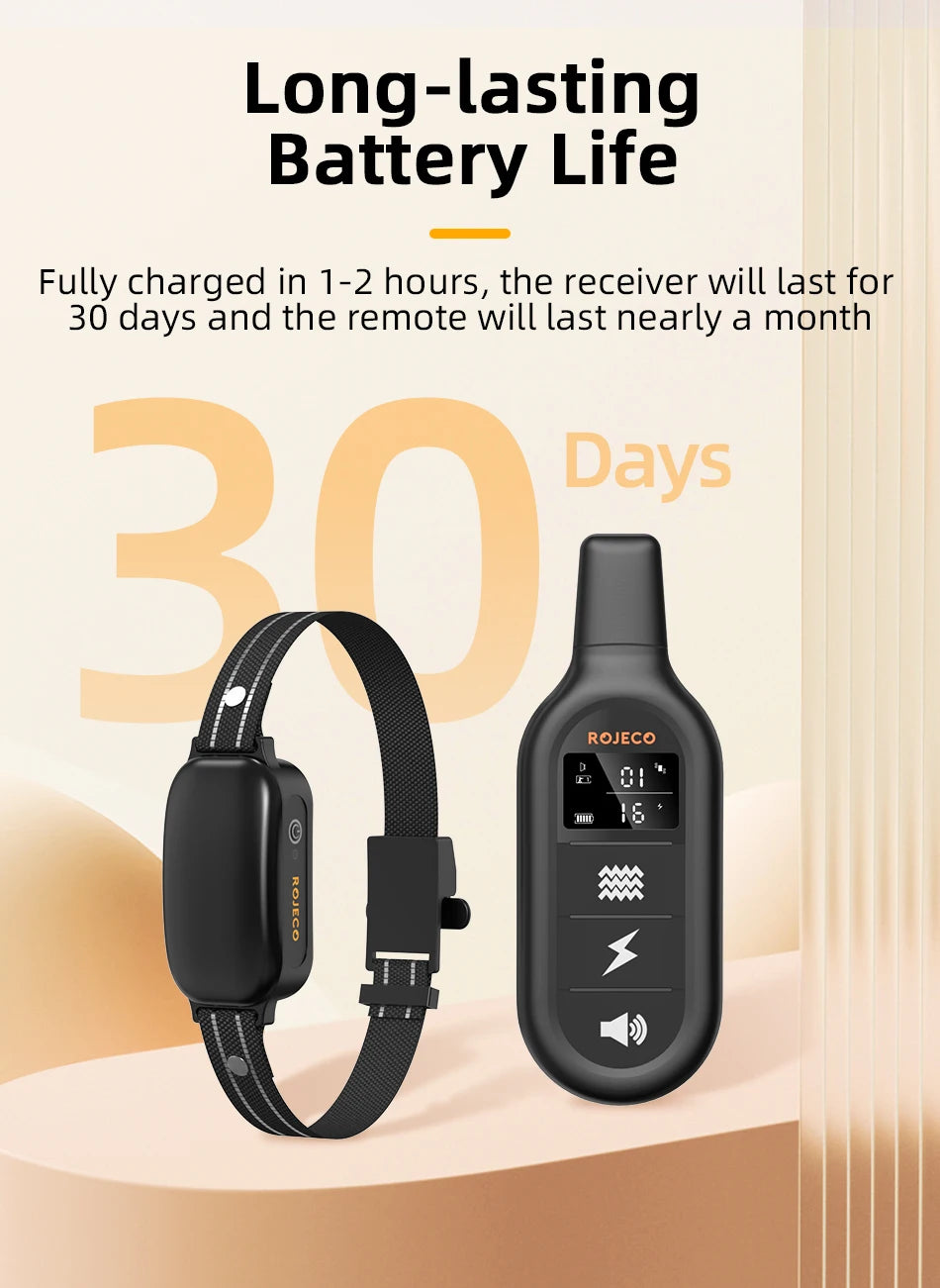 ROJECO Electric Dog Training Collar with Remote & Waterproof Design