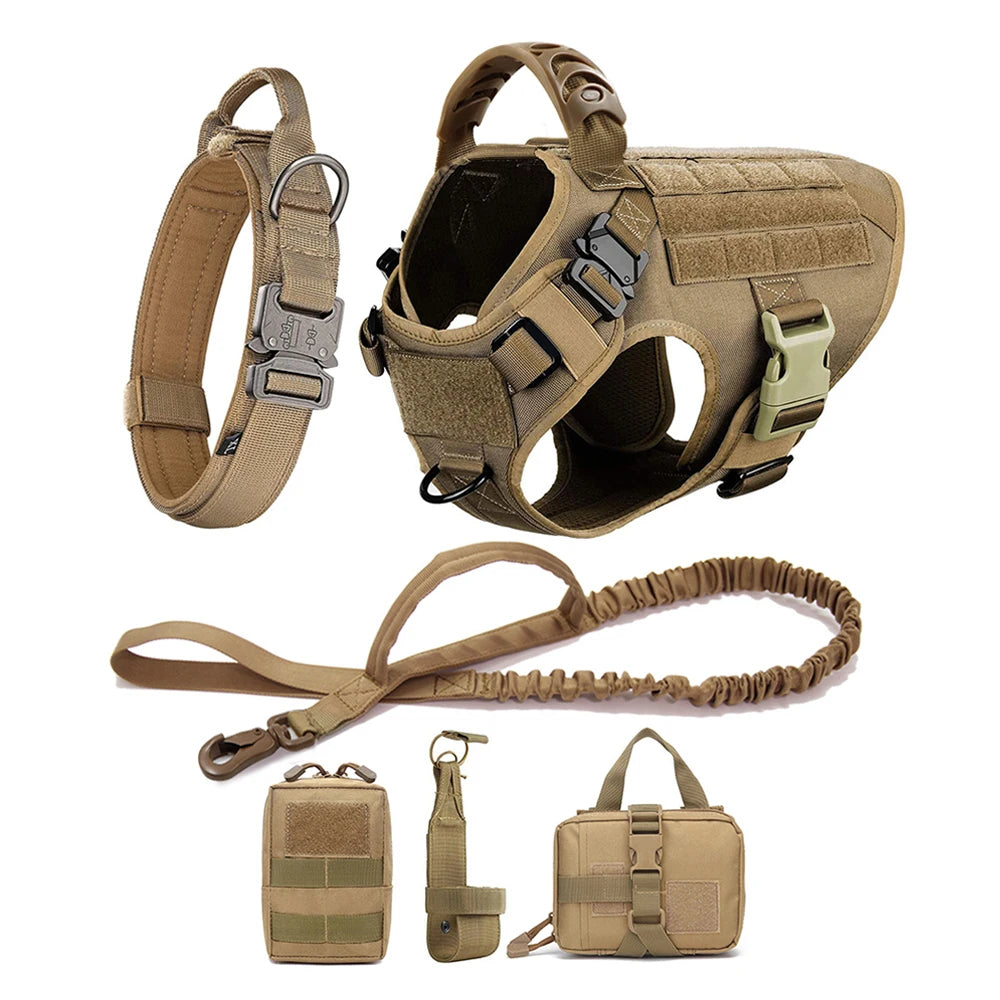 Large Dog Harness Vest with Leash & Molle Pouches