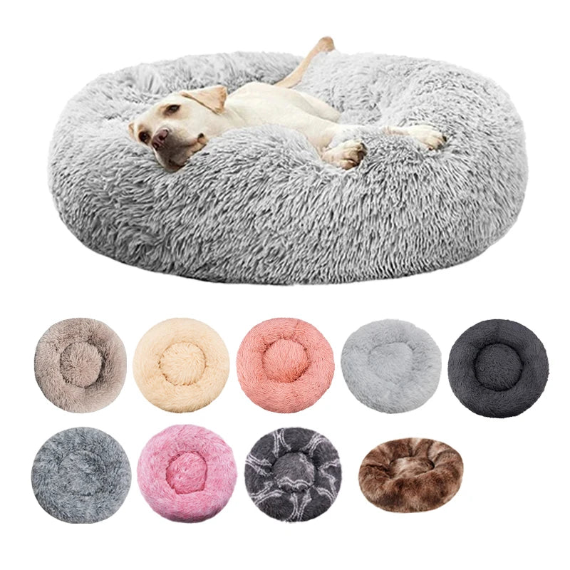 Round Plush Dog & Cat Bed – Washable
