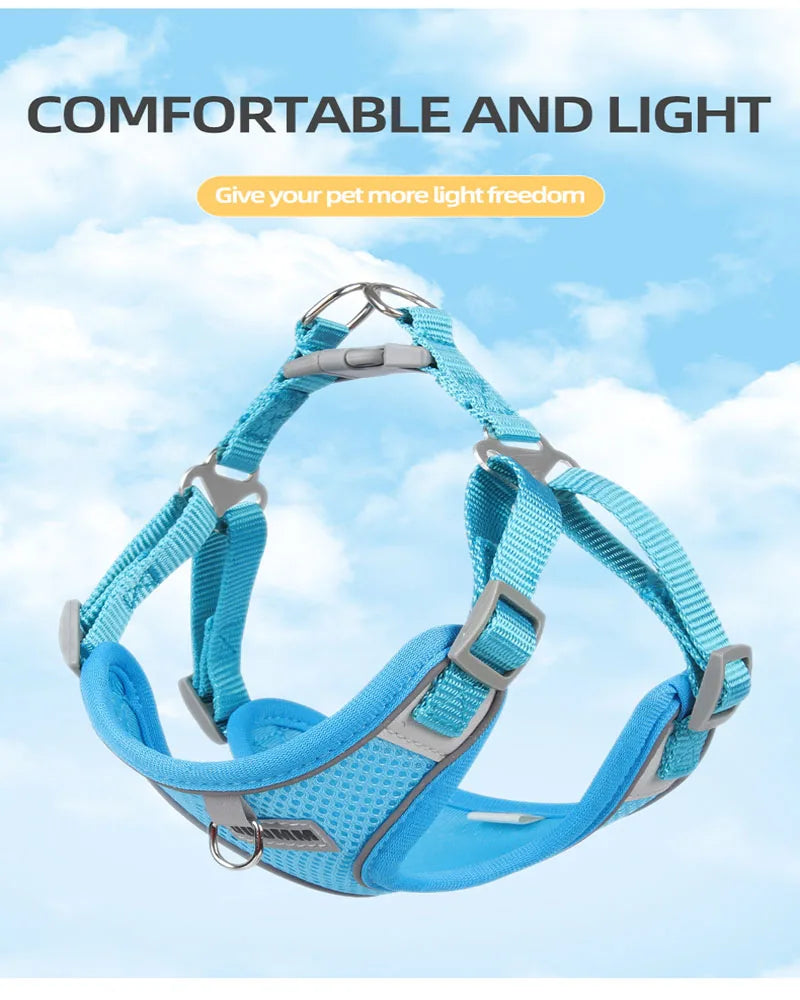 Dog Harness Leash Set for Small Medium Dog Cat Chest Strap Reflective Dog Clothes Vest Set Chihuahua Outdoor Walking Pet Supplie