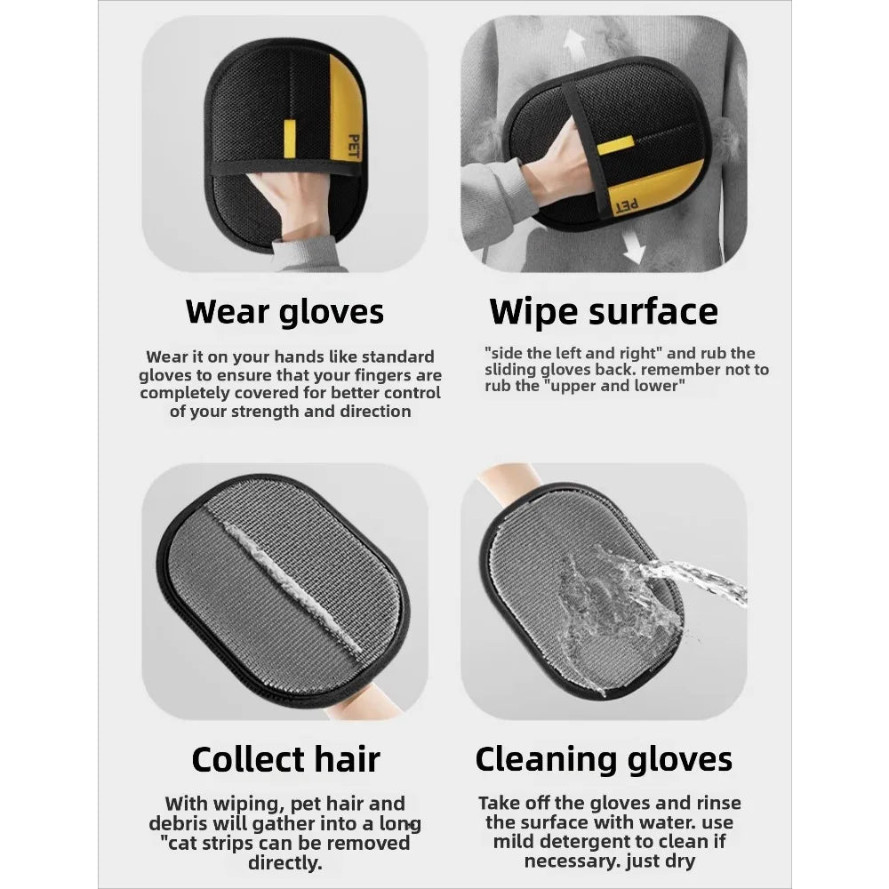 Dog Brush Removes Pet Hairs Pet Electrostatic Hair Removal Gloves Comb for Dog Cat Hair Cleaning Grooming Two-way Bristles Home