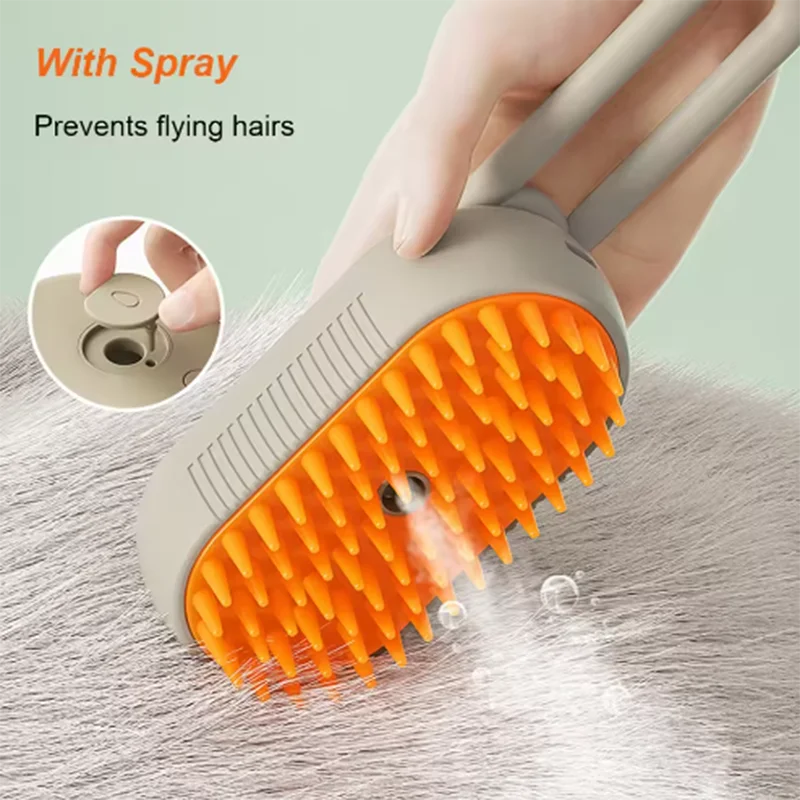 Cat Dog Pet Spray Massage Brush One Button Steam Spray Folding Rotatable Floating Hair Bath Hair Removal Brush Comb